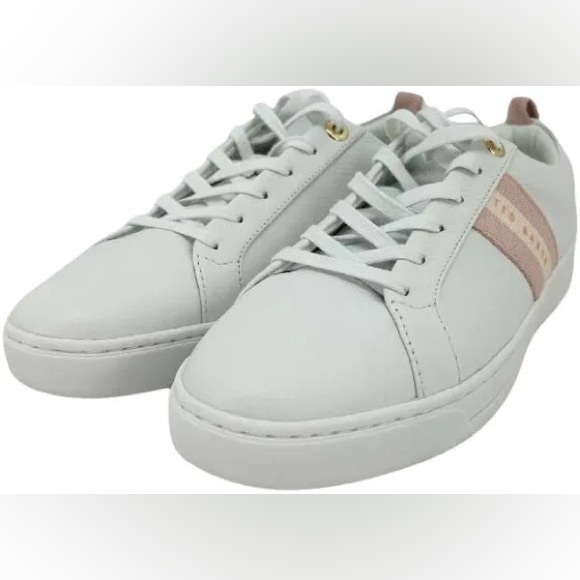 Ted Baker genuine leather Women's White & Pink Sneakers size 9 new no box - Picture 2 of 3